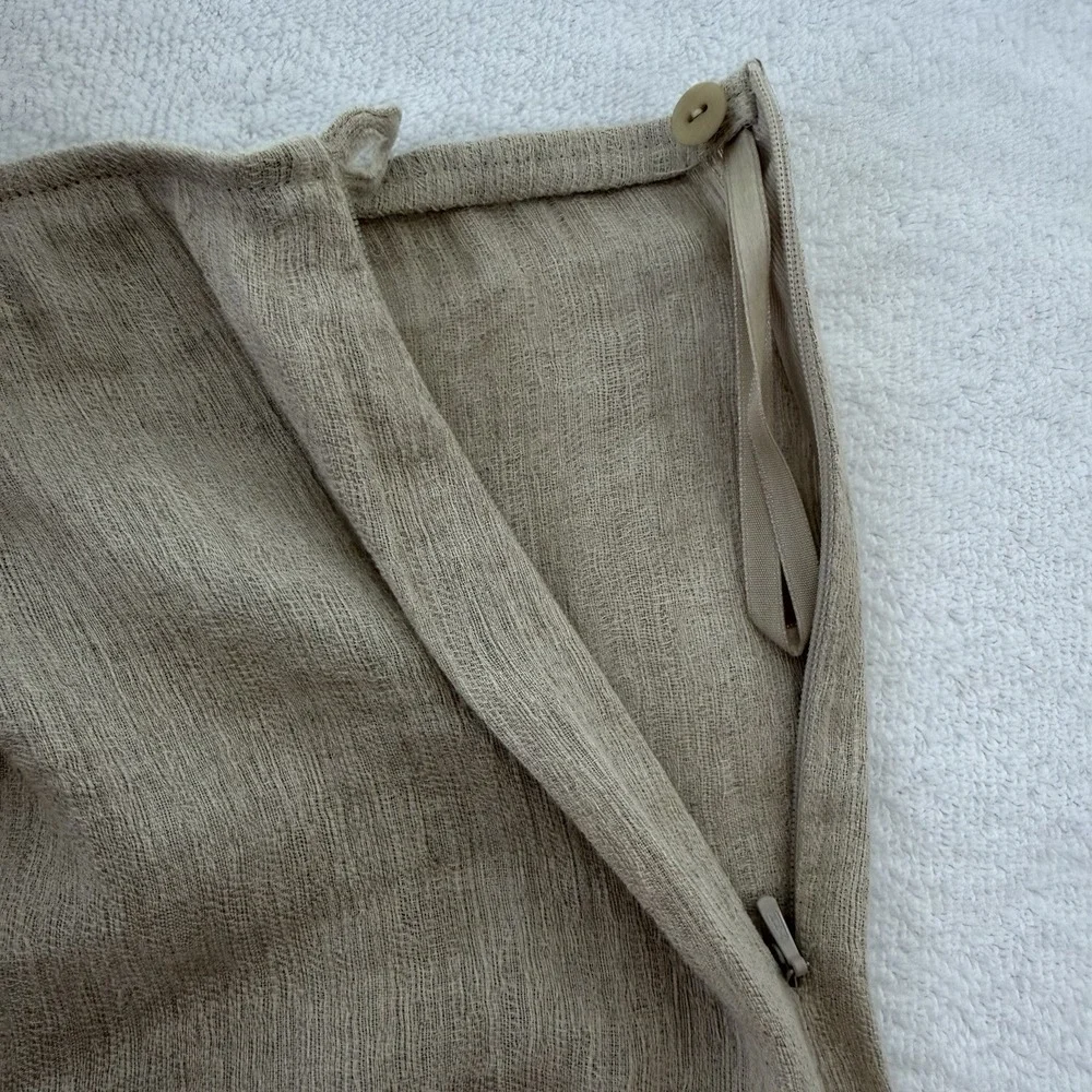Eileen Fisher Linen Cotton Pants Large Beige Cream Coastal Lagenlook Beach